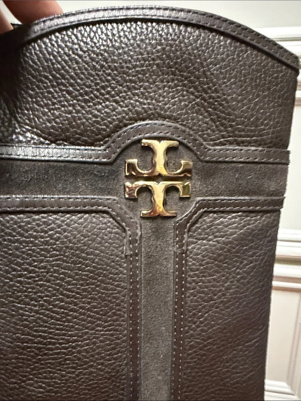 Tory Burch Dark gray Leather Knee-High Block Heel Boots